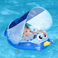 Swimbobo Bouée de natation gonflable pour bébé et enfant, nouvelle version améliorée avec sangle d'épaule, jouet aquatique pour piscine, anneau en PVC avec auvent
