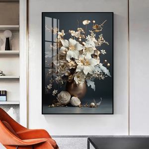 Arte Mural Personalizado al por Mayor, Pinturas de Flores, Creación de Arte en Porcelana, Decoración del Hogar, Luz LED para Sala de Estar - Product Image 3