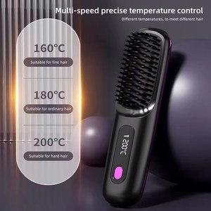 Mini <span class=keywords><strong>brosse</strong></span> <span class=keywords><strong>lissante</strong></span> électrique professionnelle pour femmes USB, ions négatifs, sans fil, recharge sans fil, capacités de lissage - Product Image 3