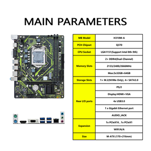 PANDL Neues H310-Motherboard unterstützt Zwei kanal DDR4-RAM NVMe <span class=keywords><strong>M</strong></span>.<span class=keywords><strong>2</strong></span> SATA3.0 Intel LGA1151-Sockel für Desktop-CPU - Product Image 2