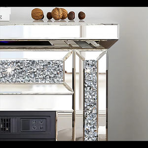 Marco Decorativo para <span class=keywords><strong>Chimenea</strong></span> Eléctrica Estilo Francés, con Diamantes Brillantes, Espejo Decorativo con Diamantes Triturados - Product Image 5