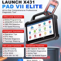 Launch X431 PAD VII ELITE Programmeur de clés de voiture OBD2, outil de diagnostic automobile, scanner pour véhicules, machine de diagnostic pour tous les véhicules