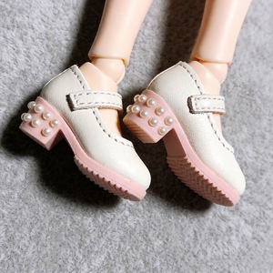Nouvelles arrivées : Chaussures de poupée BJD rose et blanc, décorées d'un nœud, en cuir PU fait main, pour poupées BJD MSD MDD Lolita 1/4. - Product Image 2
