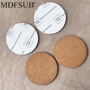 MDFSUB Custom 95x95mm Circle Sublimation Blank Mdf coaster Non-slip 4mm Thick Round Shape Sublimation Mdf coaster with Cork Back