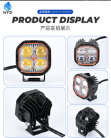 Phare de moto à LED avec feux de travail clignotants blancs, jaunes et rouges et feux antibrouillard - Accessoire extérieur auxiliaire