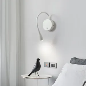 Nordic Simple Modern 3W White Led Bedside Wall Lamp Bedroom Creative Lamp Personalized Telescopic Hotel Engineering Reading Lamp