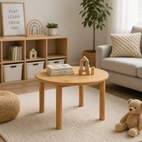 Table Ronde en Bois Chuangjin, Diamètre 60 cm, Bureau Circulaire en Bois Massif pour Activités Montessori, École Maternelle, Salle de Jeux, Vente en Gros