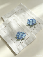 Serviettes de cocktail en lin français 100% personnalisées, brodées, avec ourlet festonné, motif monogramme, napperons pour mariage.