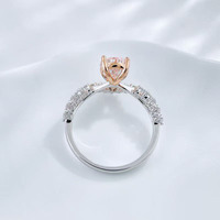 Bague de fiançailles pour femme en or rose 18 carats avec diamant de laboratoire rose fantaisie taille poire goutte d'eau, sertie de 3 griffes et à tige torsadée