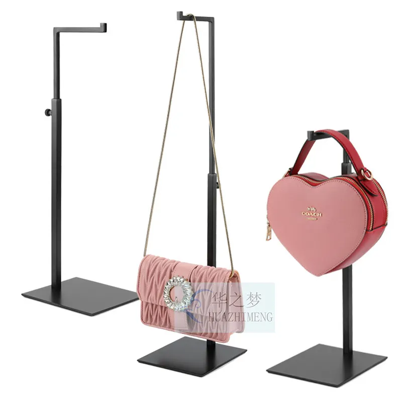 Factory price single hookk wire bag display shelf tote bag clutch display stand rack tabletop handbag hanger