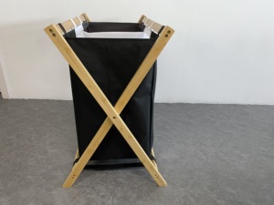 Trieur de grande capacité 3 compartiments de section Panier à linge pliable et étanche avec cadre en bambou pour vêtements sales - Product Image 3