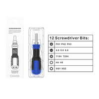 YIYUN – Kit de tournevis à cliquet compact 13-en-1 avec 12 embouts CRV, manche en acier et plastique, outils professionnels OEM pour l'électronique