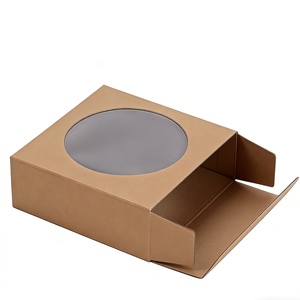 Boîte à <span class=keywords><strong>savon</strong></span> <span class=keywords><strong>vintage</strong></span> personnalisée en papier kraft avec fenêtre circulaire ; Boîte à bibelots DIY ; Disponible avec impression couleur personnalisée - Product Image 2