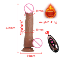 Teleskopischer Realistischer Weicher Umweltfreundlicher Silikon-ABS 100% Wasserdichter Dildo Vibrator mit Fernbedienung und Heizfunktion Strap-on Sexspielzeug