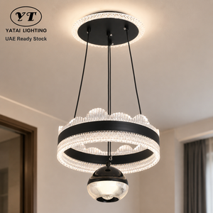 Lámpara de Techo Moderna con Anillo Metálico, LED Tricolor, Altura Ajustable, para Comedor y Sala de Estar, Decoración Interior, 48W - Product Image 1