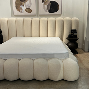 Luxury Modern Exotic Home FurnitureModern <strong>Low</strong> Platform Upholstered <strong>Bed</strong> Soft Fabric <strong>Bed</strong> <strong>Frame</strong> with Cushion Headboard King Size - Product Image 2