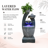 Fontaine de jardin moderne en résine pour intérieur/extérieur, élément aquatique mural élégant pour la maison et le jardin