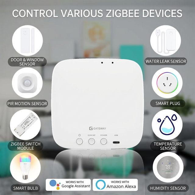 Tuya Smart Zigbee Hub Gateway Wired/Wireless Home Automation Bridge Center Support Voice Control Timer Via Smart Life App