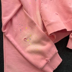 Ensemble de sweats à capuche demi-zip brodés personnalisés 450 g/m² effet vieilli, lavage abrasion, coupe oversize, 100 % coton, unisexe, écologique - Product Image 3