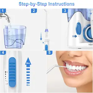 H2ofloss Flosser air gigi, irigator mulut untuk pembersih gigi, Meja profesional multifungsi dengan 12 ujung multifungsi