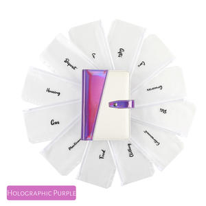 Nouvelle version A6 holographique en cuir PU couverture rigide budget livre 6 anneau 12 pièces classeur poches feuilles budgétaires étiquette autocollants cahiers - Product Image 2