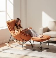 Fauteuil inclinable multifonctionnel à bascule de style nordique, avec revêtement en tissu, une place pour adultes, pour la détente