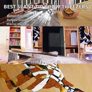 Pinzas de Cejas Profesionales de Acero Inoxidable con Punta Inclinada para Belleza, Venta al por Mayor, Precio Bajo - Product Image 2