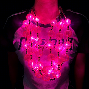LED Light up Ball Bead Necklace Pink Round Glow Necklace for Mardi Gras Carnival <strong>Halloween</strong> Christmas Festival Party Favors <strong>Dec</strong> - Product Image 1