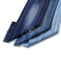 Tissu en denim jacquard bleu à couture horizontale, 80% coton, pour jeans, 10,5 oz, tissu en denim de haute qualité, vente en gros