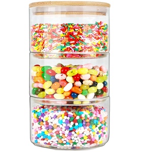Glass Jars with Bamboo Lids Glass Food Jars and Canisters Sets Glass Food Storage containers with Bamboo Lids
