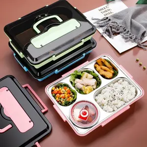 Manufacturer Direct Sale Cheap 1800ml Compartment Kids To School Stainless Steel Bento Lunch Box With Cutlery