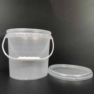 Seau en <span class=keywords><strong>plastique</strong></span> recyclable avec <span class=keywords><strong>couvercle</strong></span> et poignée, 8L, qualité alimentaire, rond, transparent, petit seau en <span class=keywords><strong>plastique</strong></span> rond - Product Image 3