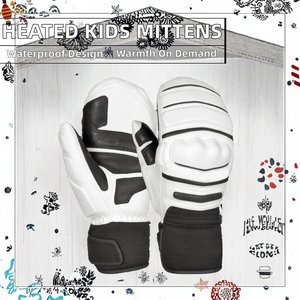 Wasoto 7.4V/3000mAh <b>Kids</b> Heated <b>Gloves</b> Mittens Snowboarding Leather <b>Waterproof</b> Touch Screen Anti-slip Function - Product Image 2