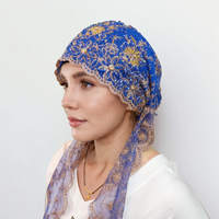 Foulard Islamique Premium 2025 à Pompon Queue de Poisson - Bonnet de Prière en Dentelle Florale Fait Main avec Ruban à Nouer