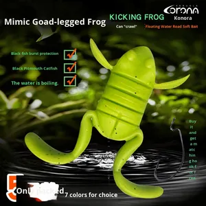 Nuovo modello di esca di <span class=keywords><strong>rana</strong></span> che calcia le gambe sistema di superficie esca ad alta imitazione vera esca morbida per la testa di serpente di pesce mandarino basso - Product Image 6