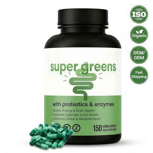 Capsules de Super Aliments Verts Biologiques Certifiées ISO avec Probiotiques et Enzymes |   Complément Alimentaire Amincissant à Marque Privée OEM pour la Santé des Adultes - Product Image 1