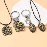 Collier vintage en acier inoxydable et porte-clés rétro, inspirés de l'animation JOJO's Wonderful Adventure Stone Ghost Face Shore Dew