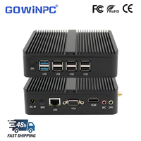 Mini PC J1900 J1800 N2840 Intel Bay Trail, Chasis de Aluminio sin Ventilador, 8 USB, 2 COM para Escaneo de Códigos de Barras e Impresión de Etiquetas