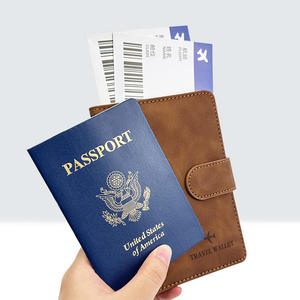 Housse de passeport personnalisée avec logo, en cuir PU, porte-passeport de voyage, ensemble d'étiquettes de bagages avec fermoir magnétique, étui de protection, blocage RFID - Product Image 3