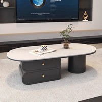 Table basse minimaliste en marbre pour salon, style moderne, luxe léger, haut de gamme, ovale, petit appartement, nouveau style