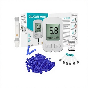 Appareil de mesure de la <span class=keywords><strong>glycémie</strong></span> sans codage, à calibration rapide, certifié CE pour usage médical à domicile, avec bandelettes de test, stylo et lancettes - Product Image 1