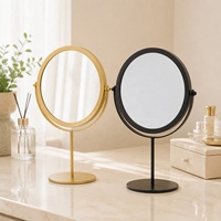 Miroir de maquillage rotatif double face de style européen en métal pour table de toilette de chambre à coucher