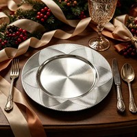 Assiette de présentation côtelée dorée électroplaquée Wojia 13 pouces – Luxe moderne en plastique pour banquets et traiteurs