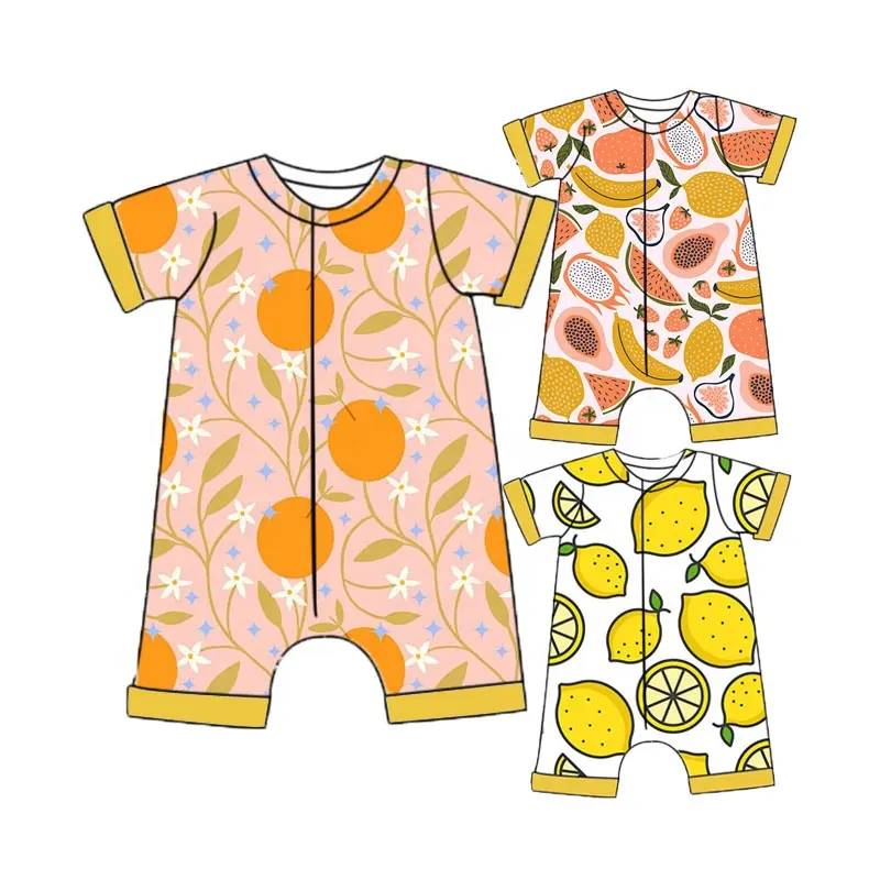 Stampa personalizzata per bambini e frutta graziosa in bambù con cerniera 95% in bambù 5% pajper in Spandex per bambine