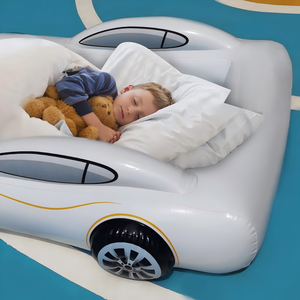 White Car Shaped Kids <b>Inflatable</b> Travel Bed for Toddlers Camping Home Car Use - Product Image 5