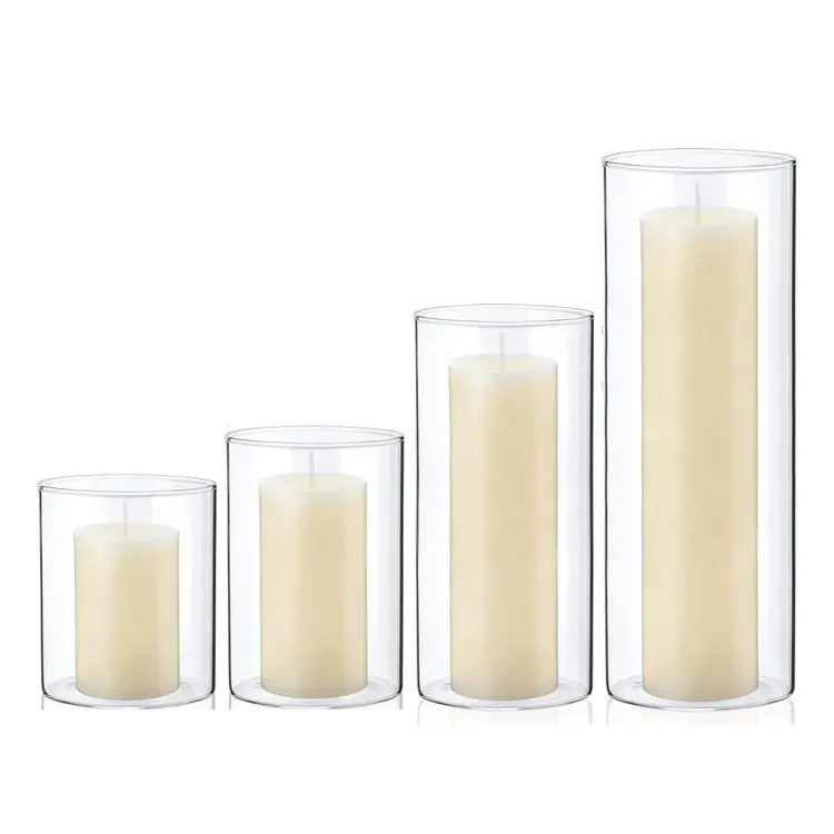 Wholesale Heat Resistant Borosilicate Glass Lead Free Long Cylinder Tube Glass Candle Vase for Wedding and Party Decoration
