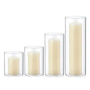 Ingrosso vetro borosilicato resistente al calore senza piombo tubo lungo cilindro vaso di vetro candela per matrimonio e decorazione del partito