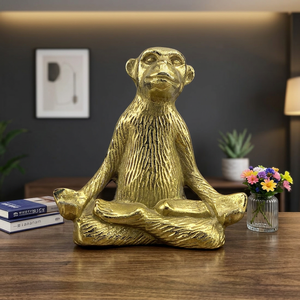 Golden Monkey Sculpture Figurine Contemporary Artistic Tabletop Decoration for Living Room Housewarming Gift home decor - Product Image 2