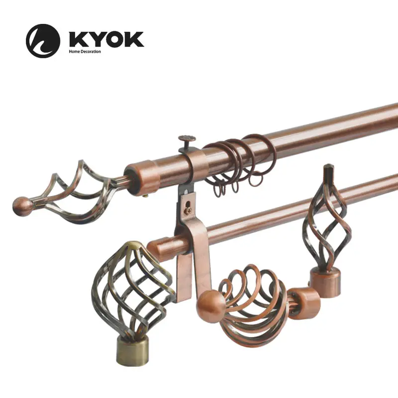 KYOK China made16 years curtain accessories iron pipe curtain factory ,twisted wrought iron metal pipe curtain rod