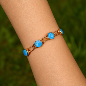 สร้อยข้อมือแฟชั่นชุบทอง สแตนเลสสตีล 316L ประดับเคลือบสีน้ำเงิน เครื่องประดับสำหรับผู้หญิง - Product Image 3
